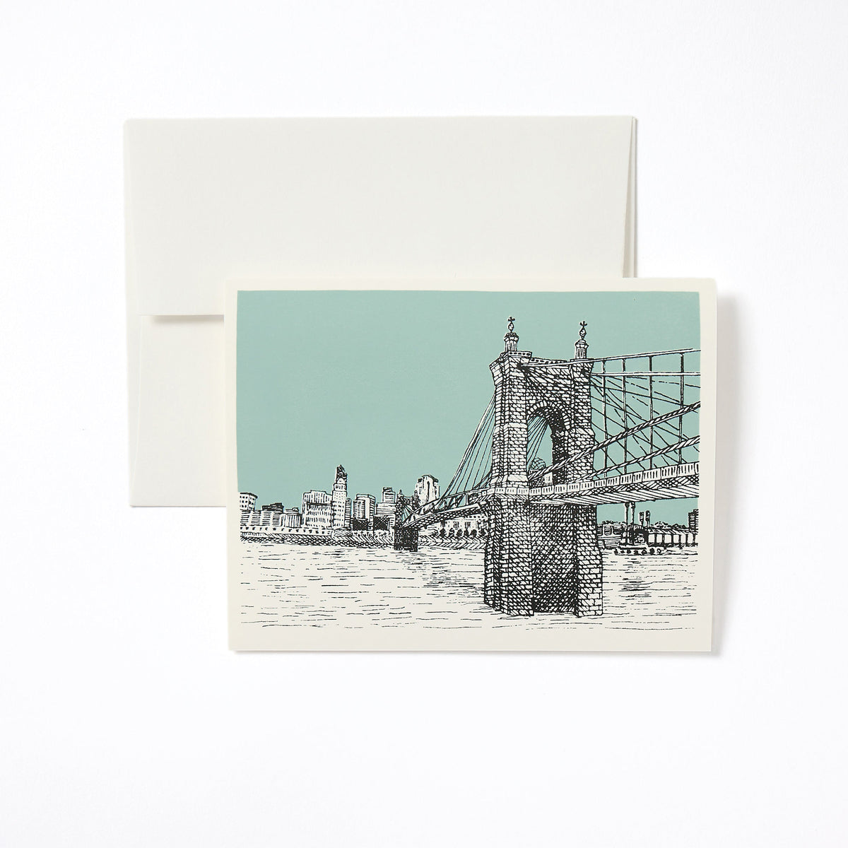 Carte de correspondance Pont de Roebling céladon
