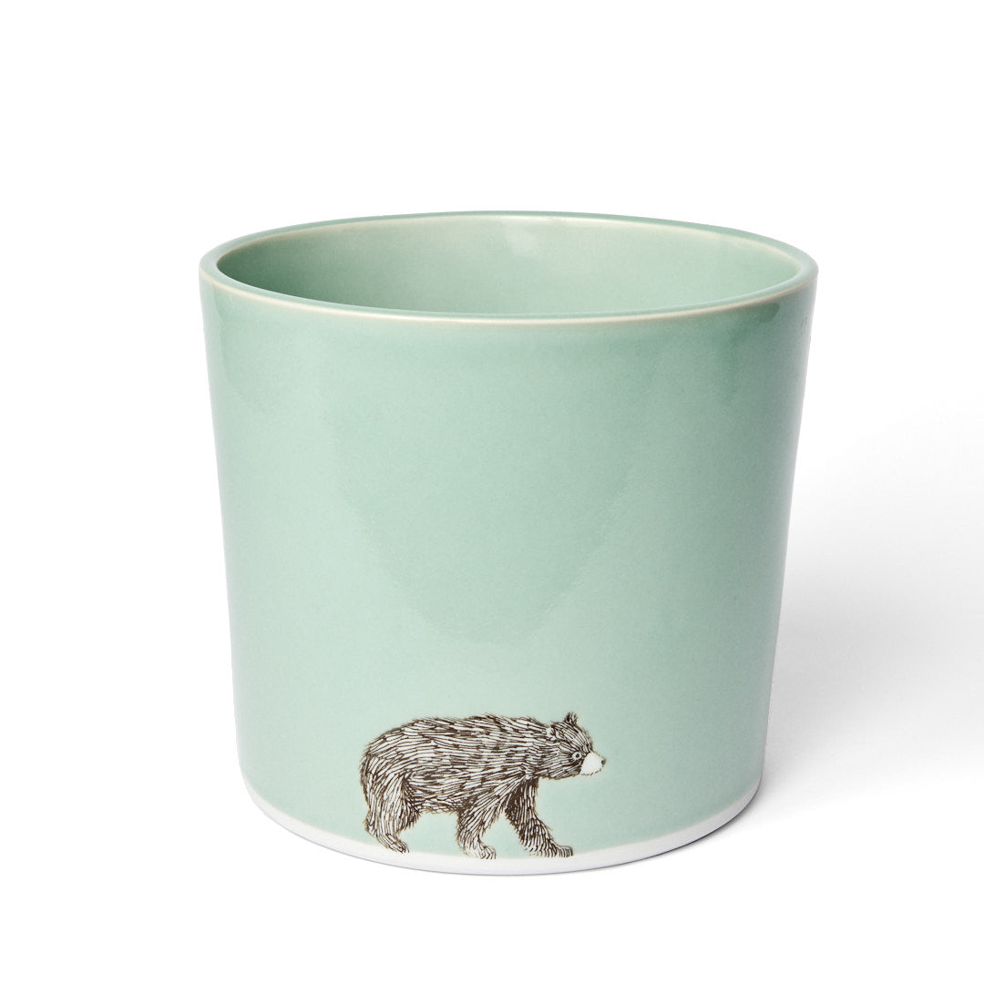 Grand pot en céramique Celadon ours