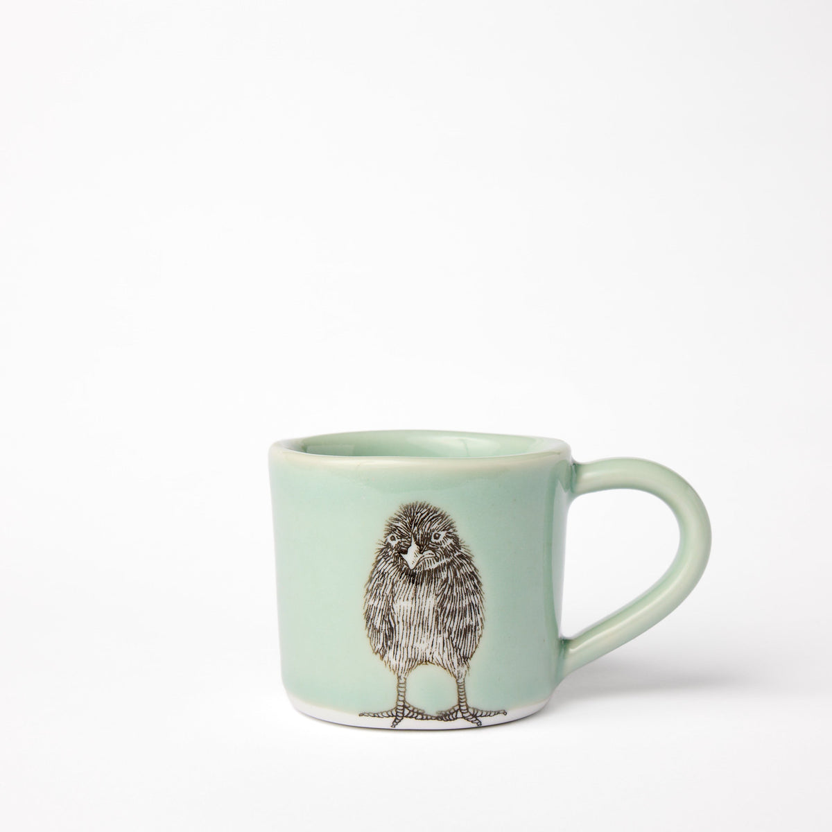Petite tasse en forme de poussin céladon