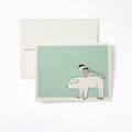 Carte de notes Cochon et oiseau céladon
