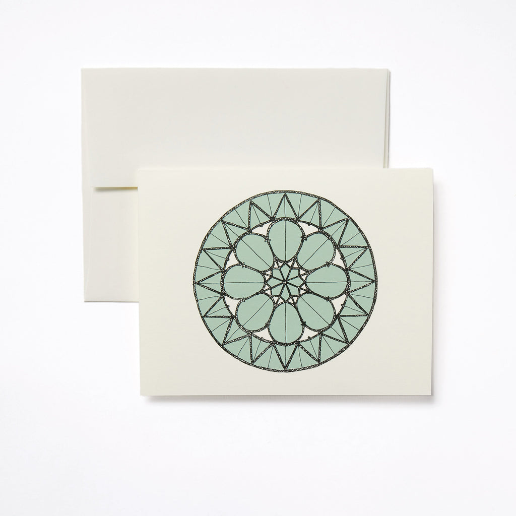 Carte-note Rosace Céladon
