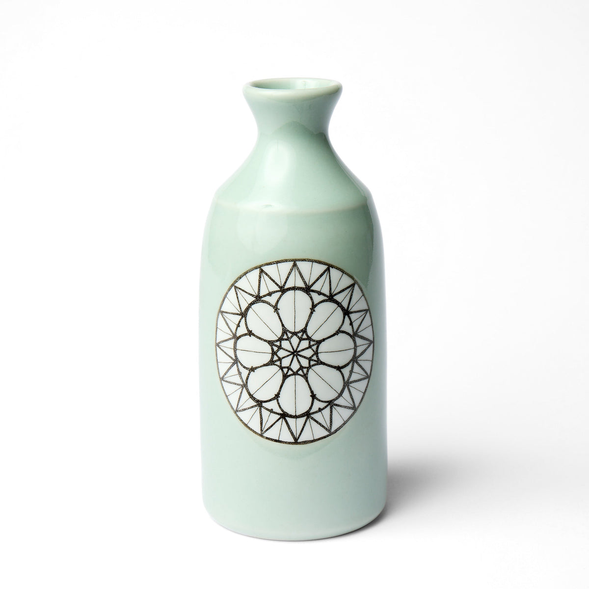 Bouteille de saké rosace céladon