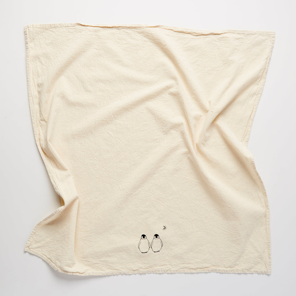 Serviette double Pingouin et Lune
