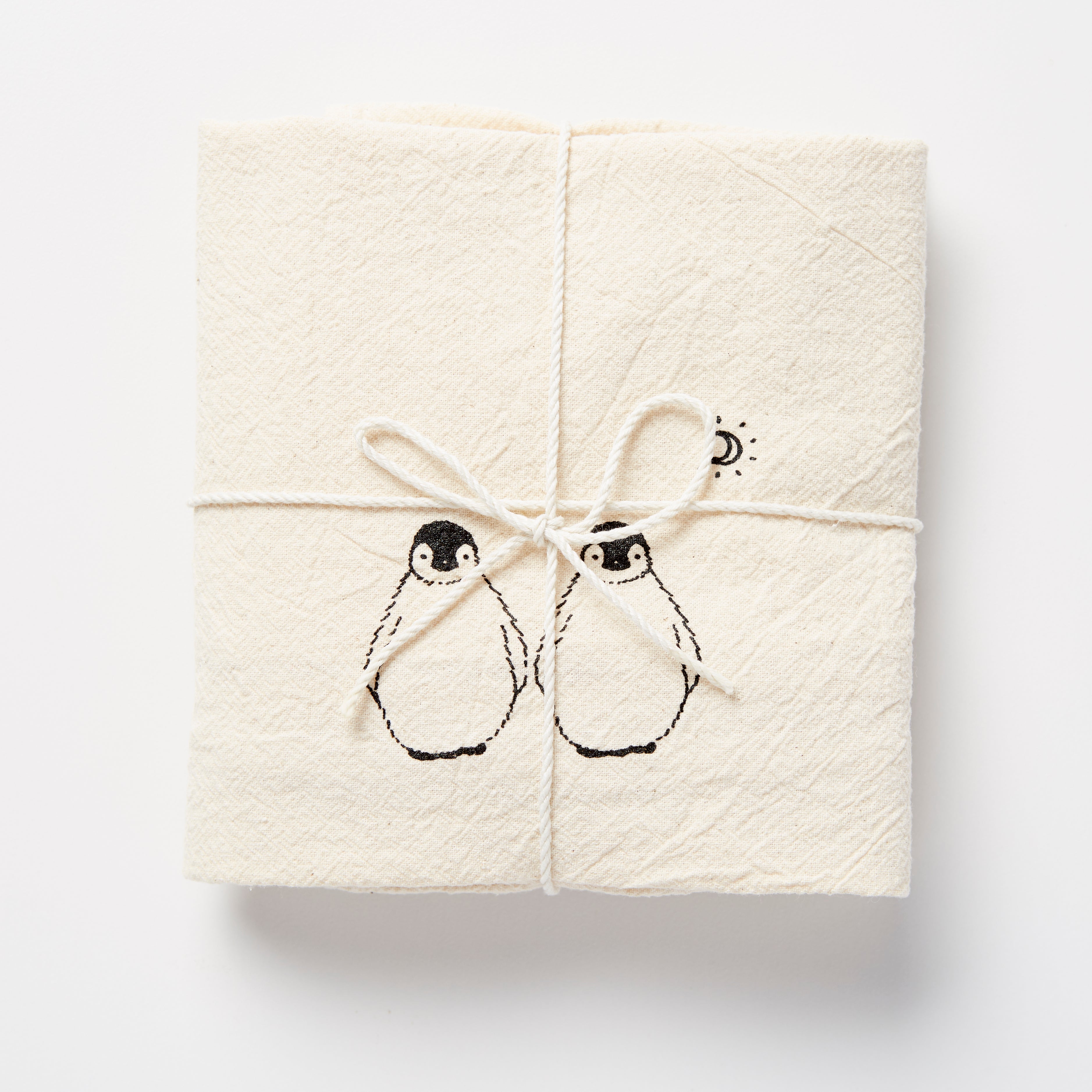 Serviette double Pingouin et Lune
