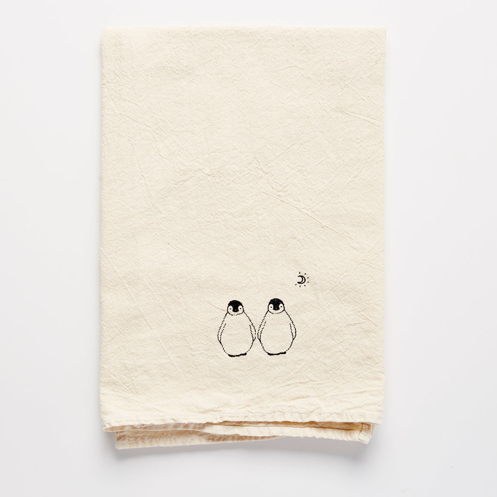 Serviette double Pingouin et Lune