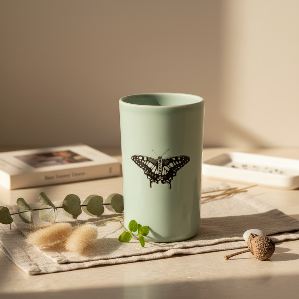 Celadon Swallowtail Narrow Vase 丰富场景图