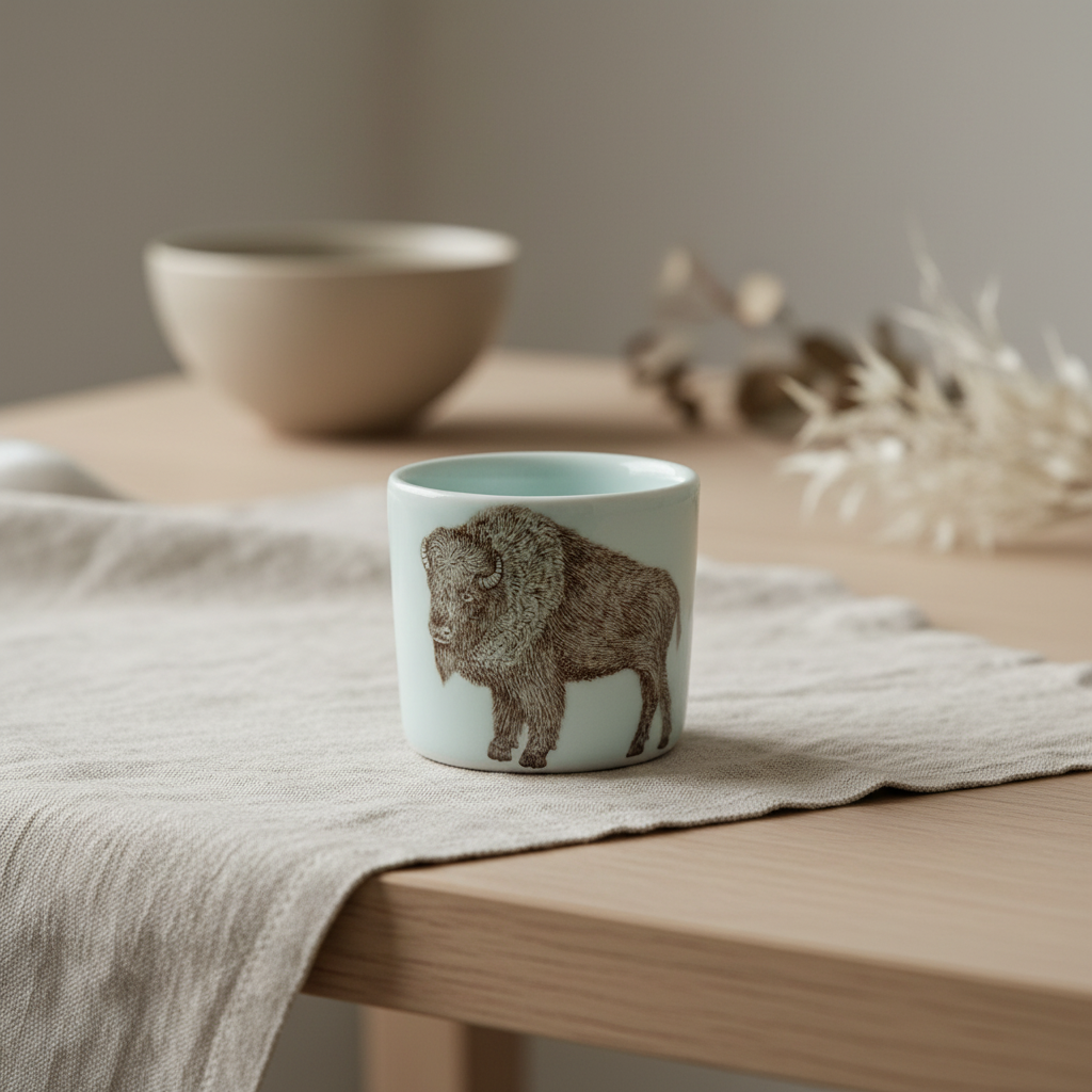 Little White Bison Cup — Indoor Scene